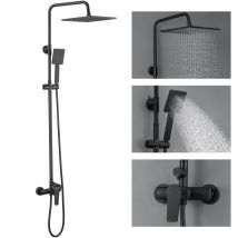 Auralum Max Colonne De Douche Noir Avec Robinetterie Ensemble De Douche Hauteur Réglable 2 Fonctions Avec Douche De Tête Et Douchette À Main - 