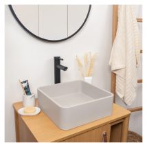 Vasque À Poser Carrée En Béton Gris 36cm - Bricoman