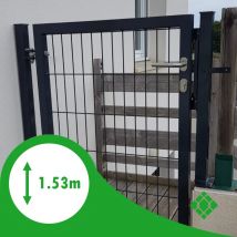 Portillon H 1.53m/l 1.00m Couleur Anthracite Avec 2 Poteaux Platines + Poignée + Clés + Serrure - Bricoman