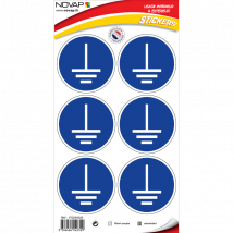 Planche 6 Stickers Ø 80mm - Mise A La Terre Obligatoire - 4240329 - Bricoman
