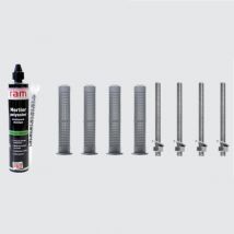 Kit De Fixation Chimique 300 Ml Ram - Tamis 15x130 - Tiges Filetées 10x160 - Bricoman