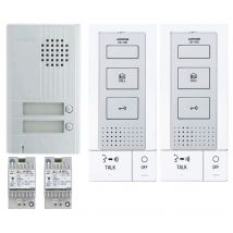 Kit Portier Audio Mains Libres Platine Saillie Avec 2 Postes Intérieurs - Blanc - Bricoman