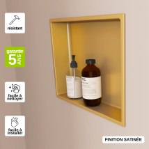 Niche De Douche 33x33cm - Rangement Mural De Salle De Bain - Or Satiné - Nook - Tecnomat