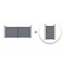 Portail Battant 3,5m Vogel H.160cm + Portillon 1m Vogel H.160cm Aluminium Gris - Bricoman