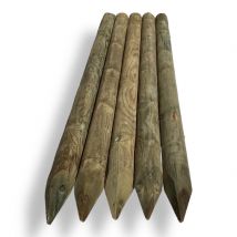 Pack De 5 Poteaux Ronds En Pin Traité Avec Pointe 60x2400 Mm - Bricoman