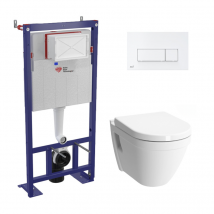 Swiss Aqua Technologies Pack Wc Bâti-autoportant + Cuvette Vitra S50 + Abattant Softclose + Plaque Blanche (smart-s50-4) - Bricoman