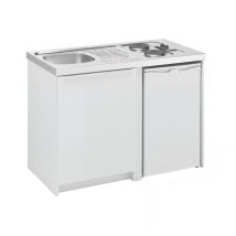Cuisinette Complète Cadette 120x60 Hauteur 91cm Livrée Avec Meuble, Évier Inox Et Son Vidage, 2 Plaques De Cuisson Et 1 Frigo 82l 4 Étoiles - Bricoman
