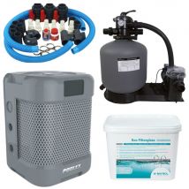 Pack Pompe À Chaleur Piscine Poolex Q-line 5 + By Pass Universel + Pompe De Filtration + Filtre À Sable + Verre Filtrant - Bricoman