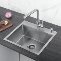 Cecipa Max Évier Inox 50×45×18.5cm Évier Cuisine 1 Bac Évier Montage À Encastrer, Évier En Inox Brossé Avec Siphon Et Trop-plein,eu Modèle - Bricoman