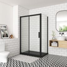 Océan Cabine De Douche 160x80x195cm Profilé Noir Mat En Verre Anticalcaire Porte De Douche Coulissante 160cm Avec Le Système Soft-close - Bricoman