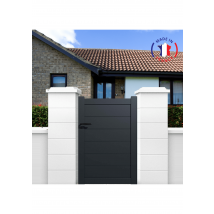 Portillon Aluminium Modèle Plein En Kit Dimensions L.1000 (entre Piliers) X H.1700 Mm Couleurs Gris (ral 7016) - Bricoman