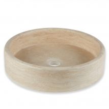 Vasque À Poser Ronde Plate Travertin Beige 40x10 Cm - Ro'ma Nature - Bricoman