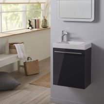 Meuble Lave-mains Complet Couleur Gris Anthracite Laqué Avec Mitigeur Eau Chaude / Eau Froide - Tecnomat