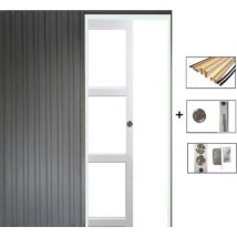 Porte Coulissante Kenya Blanc Vitrage Transparent H204 X L83 Cm, Galandage, Kit Finition Gd Menuiseries - Bricoman
