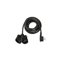 Rallonge Électrique - 2m - H05vv-f 3g1,5 - Fiche Plate - Prise Double - Noir - Bricoman