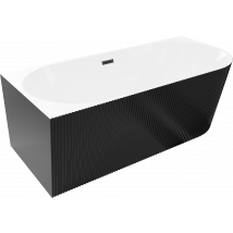 Mexen Silo Baignoire Ilôt D'Angle Gauche Rainurée 170 X 80 Cm, Blanche/noire, Trop-plein Noir - 52891708075l-70 - Bricoman