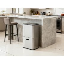 Poubelle De Tri Sélectif Anti Traces 63l En Inox - 3 Bacs - Zamilo - Bricoman