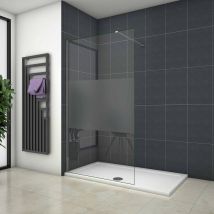 Paroi De Douche À L'Italienne En 8mm Verre Securit Et Sablé Au Centre, Océan Paroi De Douche 100x200cm Avec Une Barre De Fixation En 90cm - Bricoman
