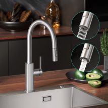Mitigeur De Cuisine Avec Douchette Extractible, Robinet De Cuisine En Inox, Robinet Douchette Pour Cuisine Brossé - Bricoman