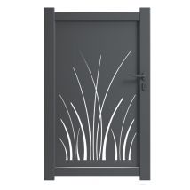 Portillon Aluminium Monza 180x100 Cm - Remplissage Tôle Alu Découpe Laser Gris 7016 - Vendu Sans Poteaux - Bricoman