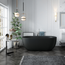 Baignoire Îlot Design Ovale Lisbon Noir Mat 150 Cm - Tecnomat