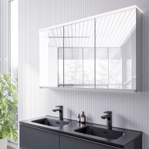 Bernstein - Armoire De Toilette Mfc 3 Portes Miroirs, Éclairage Led, Prise De Courant Intérieure Et 4 Tablettes Verre - 120x71x19cm (lxhxp) - Varo -