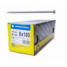 Boite De 50 Vis Pour Charpentier À Filetage Total 8 X 180, Tête Fraise, Empreinte Torx - Bricoman