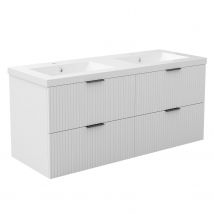 Meubles Salle De Bain 120cm Avec Double Vasque - 4 Tiroirs Meuble Blanc - Bricoman
