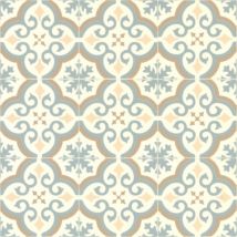 Sol Vinyle Effet Carreaux De Ciment Bleu Et Ocre - Rouleau De 2m X 2m - Bricoman