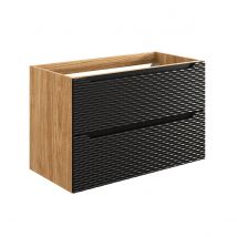 Meuble Sous-vasque 90cm Elora Noir Et Bois - Bricoman