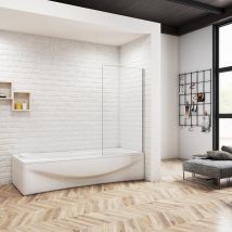 Pare-baignoire Fixe 40x130 Cm - Verre Trempé Anticalcaire 5 Mm - Pare-baignoire Mural Transparent - Bricoman