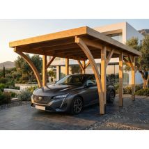 Carport Bois Palerme 1 Voitures - 510 X 340 - Abris Pour Voitures - Bois Des Regions Nordiques - Pin Traité Autoclave - Design Moderne - Bricoman