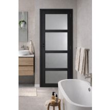 Bloc Porte Telia Noir Vitrée H204 X L73 Poussant Gauche Cotes Tableau Gd Menuiseries - Bricoman