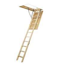Echelle Escamotable Bois - Trémie De 70 X 120cm - Hauteur De 2.32 À 2.80m - Lws70120-2 - Tecnomat