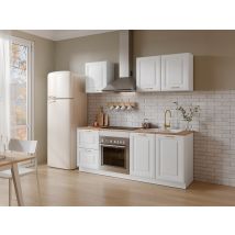 Cuisine Complète - Avec Plan De Travail 200 Cm - Blanc Et Naturel - Celomia - Bricoman