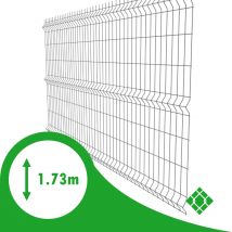 Kit 30m: Panneau Rigide Grillage Clôture H1.73m X L2.50m Gris + Poteaux Carrés À Sceller - Bricoman