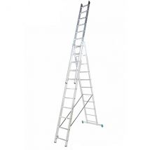 Echelle Transformable 3 Plans 3x8 Barreaux - Longueur Max. 5.13m - Sol Plat - 7608 - Bricoman