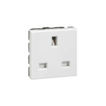 Prise Mosaic 2p+t - 13a - Standard Britannique - 2 Modules - Blanc - Bricoman
