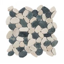 Lot De 11 Plaques De Galets Lisses - Blanc Et Noir - 30x30 Cm (paquet 1m²) - Tecnomat