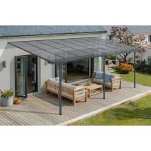 Pergola Adossée Gris En Aluminium 15 M² - Bricoman