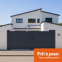Portail Battant Aluminium Plein - Largeur 3m - Hauteur 1m60 – Gris Anthracite - Prêt À Poser - Bricoman