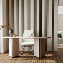 Lot De 2 Panneaux Muraux Décoratifs Acoustiques Bois Mdf 260x30cm Couleur Chêne Antibruit, Facile À Poser - Bricoman