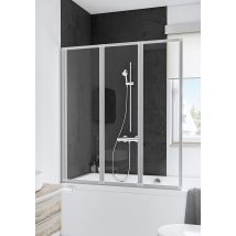 Schulte Pare-baignoire, 127x140 Cm, Paroi De Baignoire Rabattable, Verre 3 Mm, Transparent, Écran De Baignoire Pivotant, 3 Volets, Profilé Blanc - 