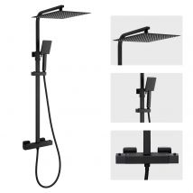 Auralum Max Colonne De Douche Thermostatique,colonne Douche Avec Mitigeur/douchette 30x30cm,colonel Douche Réglable Hauteur Entre 80-124cm,noir - 