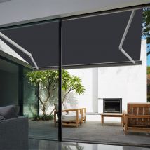 Store Banne Coffre Intégral 2,5 X 2 M Motorisé Et Manuel Extérieur Pour Terrasse - Gris Anthracite - Bricoman