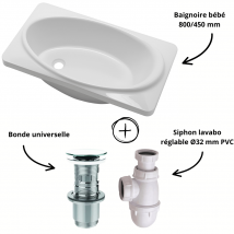 Pack Baignoire Bébé 800/450 Mm + Bonde + Siphon - Bricoman