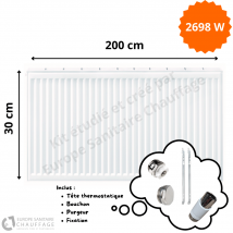Radiateur Acier H.30 X L.200 Cm Stelrad 2698w T33 - Bricoman