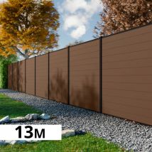 Kit Clôture Bois Composite Bronze 13x1,8m Rio - Poteaux En Aluminium Noir - Brise Vue - Palissade - Bricoman