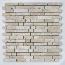 Albedo Pierre - Mosaïque En Travertin Blanc Ivoire Vieilli -stripe 1,5 - 0,8 Cm - Bricoman