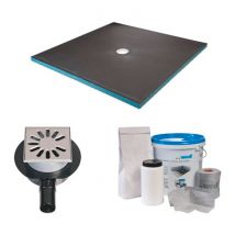 Receveur De Douche À Carreler - Wedi - 120 X 120 - Kit Complet À Carreler Avec Bonde Extra-plate Horizontale Et Kit D'Étanchéité - Bricoman